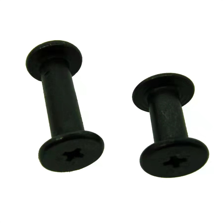 Șurub chicago din oțel inoxidabil m3 cu cap plat negru pentru piele