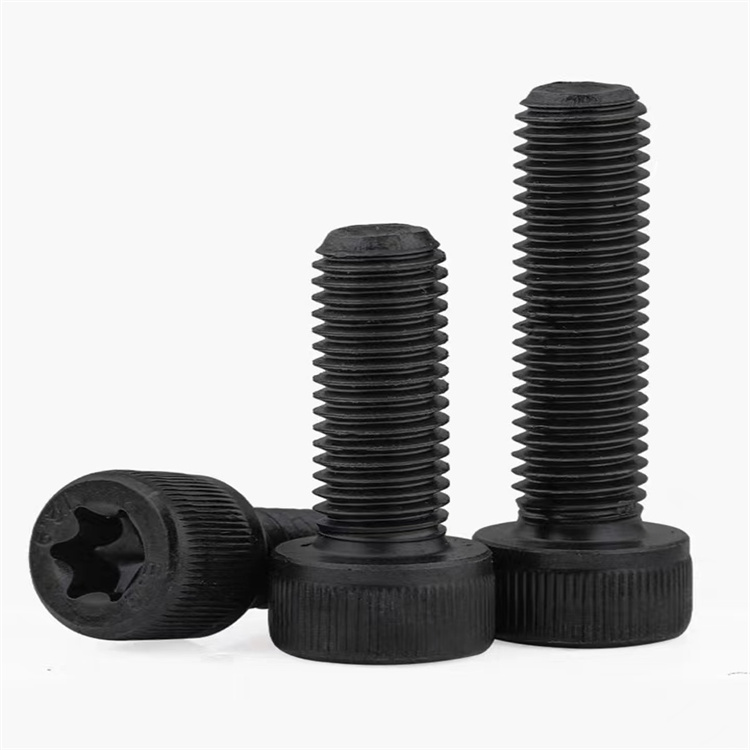 Șurub torx cu cap moletat din oțel inoxidabil de calitatea 12,9 m6 negru
