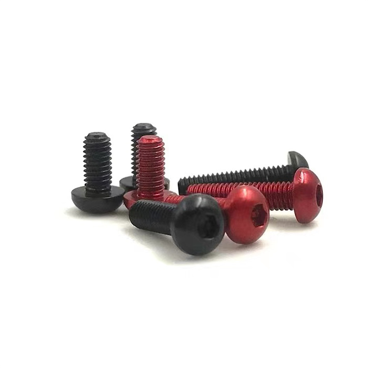 Șurub mic anodizat negru cu cap de buton M2 din aluminiu