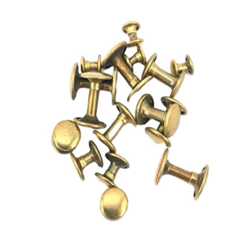 Nituri laterale duble din alamă solidă mai strălucitoare pentru piele de bagaje Nituri laterale duble din alamă solidă mai strălucitoare pentru piele de bagaje