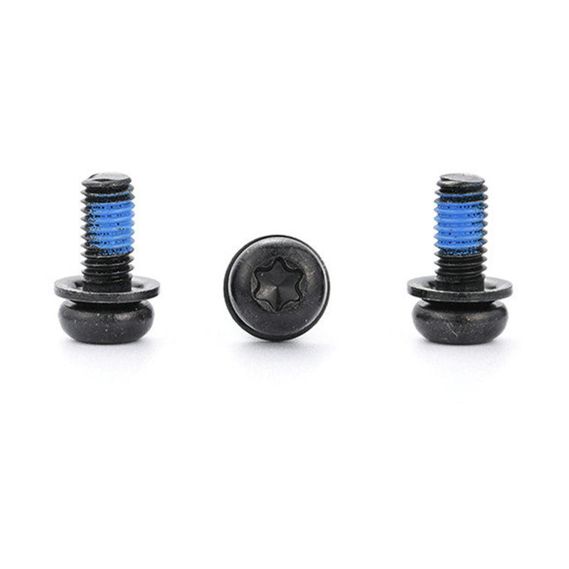 Surub negru cu cap rotund torx micro mini triplu cu plasture din nailon Surub negru cu cap rotund torx micro mini triplu cu plasture din nailon