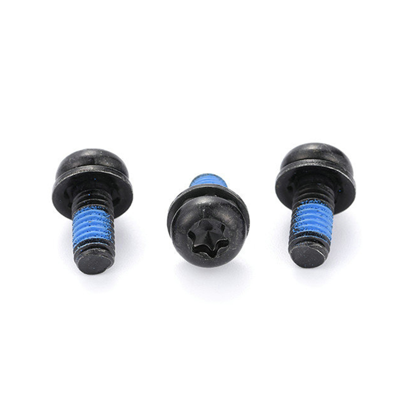 Surub negru cu cap rotund torx micro mini triplu cu plasture din nailon Surub negru cu cap rotund torx micro mini triplu cu plasture din nailon