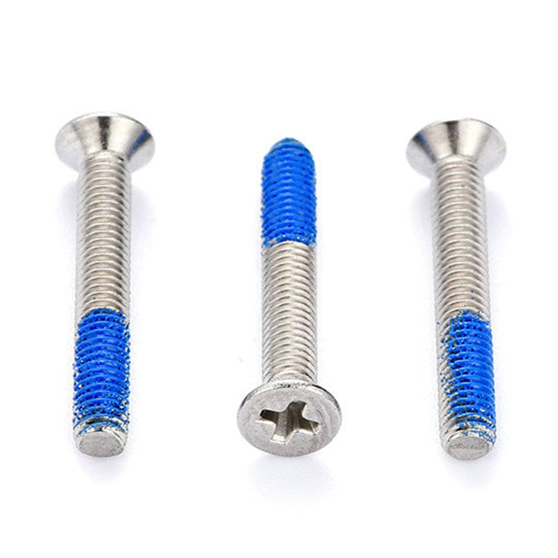 Șuruburi mecanice M3 din oțel inoxidabil cu cap înecat PH2 cu plasture din nailon Șuruburi mecanice M3 din oțel inoxidabil cu cap înecat PH2 cu plasture din nailon