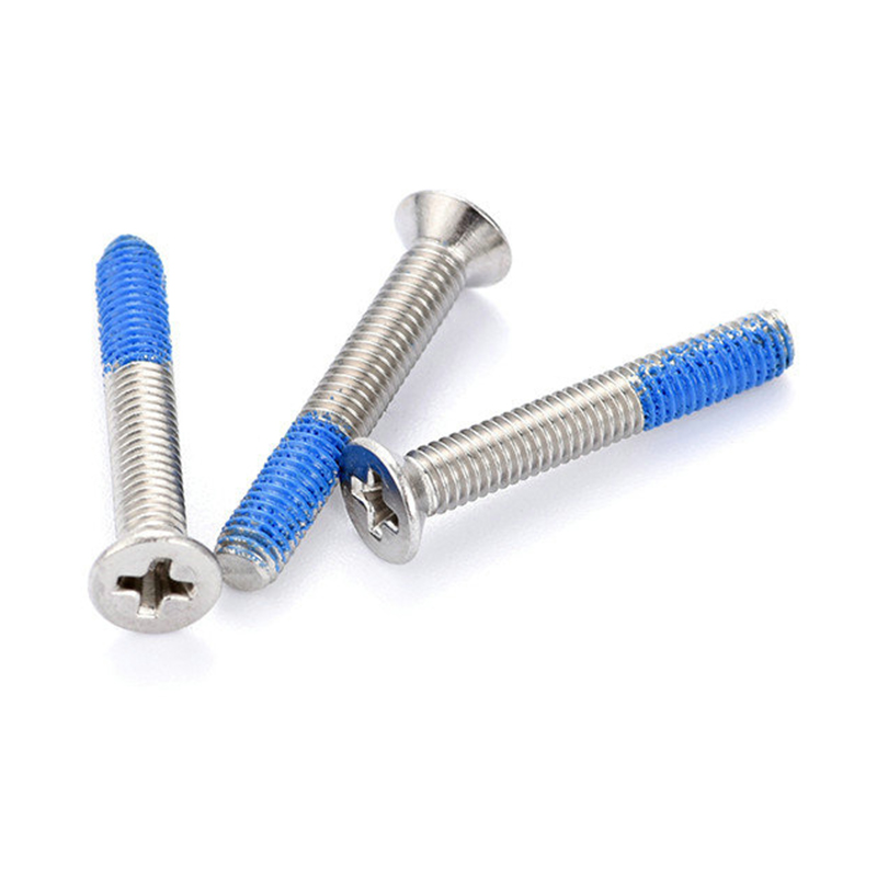 Șuruburi mecanice M3 din oțel inoxidabil cu cap înecat PH2 cu plasture din nailon Șuruburi mecanice M3 din oțel inoxidabil cu cap înecat PH2 cu plasture din nailon