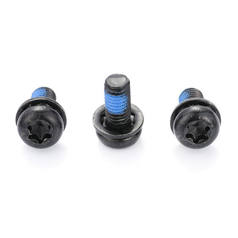 Șurub de fixare triplu Torx cu cap rotund negru cu plasture din nailon Șurub de fixare triplu Torx cu cap rotund negru cu plasture din nailon