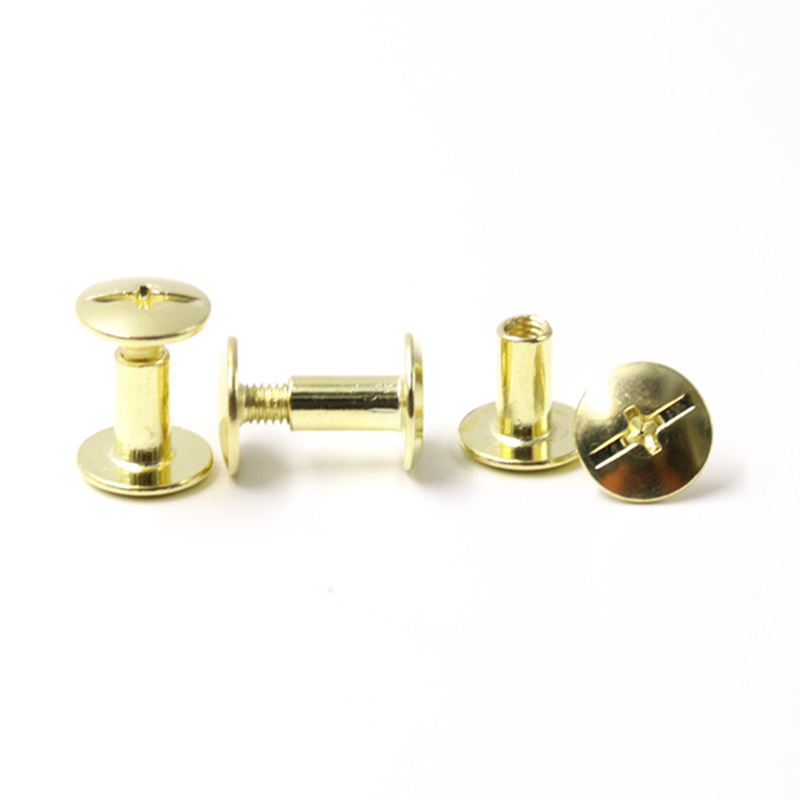Golden carbon steel pan head 8mm chicago screw for menu Golden carbon steel pan head 8mm chicago screw for menu