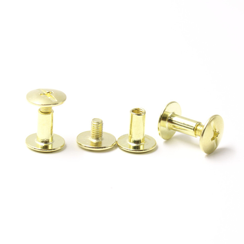 Golden carbon steel pan head 8mm chicago screw for menu Golden carbon steel pan head 8mm chicago screw for menu