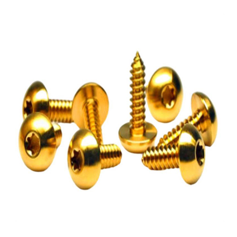 Șurub torx cu cap cilindric din titan de culoare aurie
