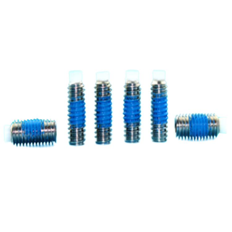 Șurub de fixare cu vârf de nailon cu cap hexagonal din oțel inoxidabil cu plasture de nailon albastru Șurub de fixare cu vârf de nailon cu cap hexagonal din oțel inoxidabil cu plasture de nailon albastru